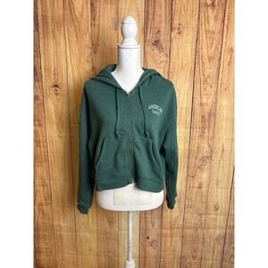 AE American Eagle Full Zip Cropped Hoodie Deep Dusty Green Women's Size S